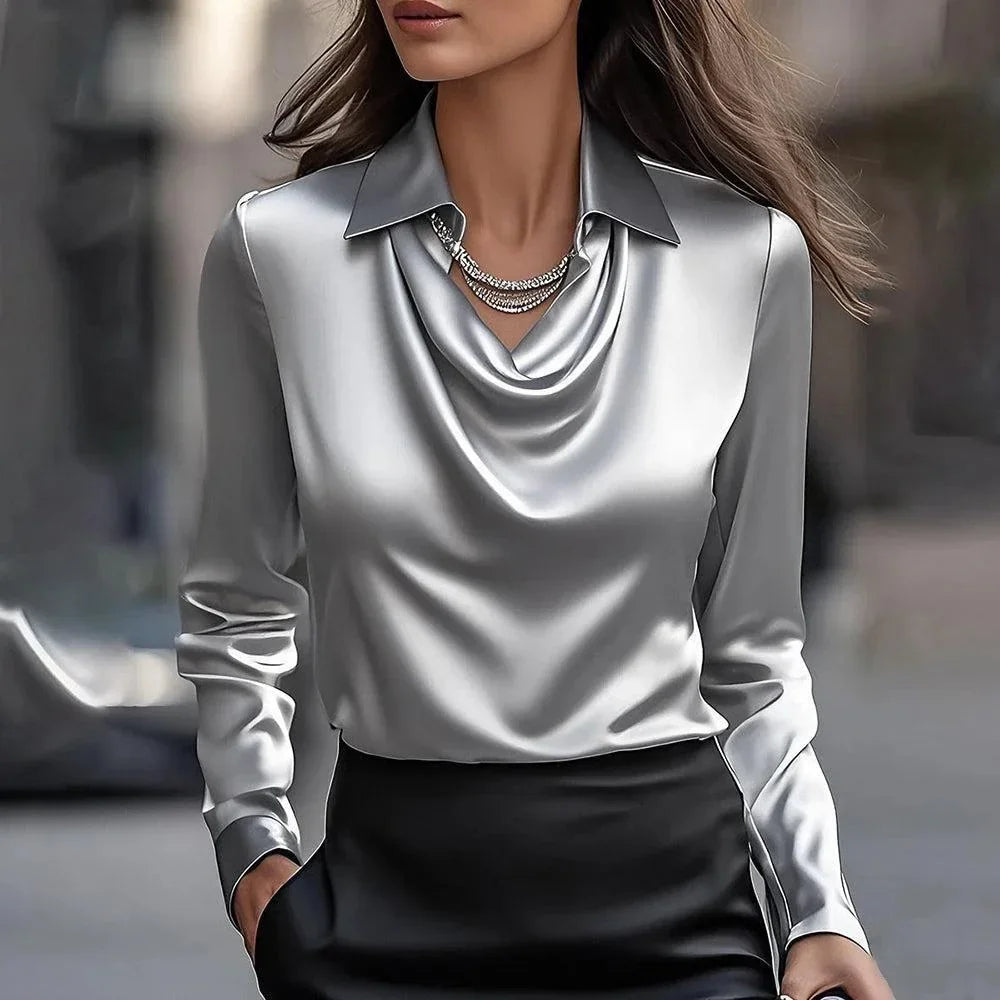 Satin Casual Long Sleeve Blouses
