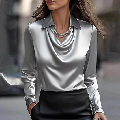 Satin Casual Long Sleeve Blouses