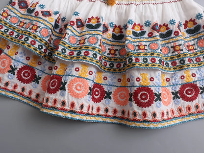 American Style Ethnic Style Top Shirt Contrasting Half Skirt Set