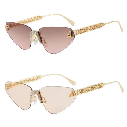 Sexy rimless retro punk metal sunglasses