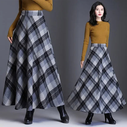 Thickened Woolen Plaid Mini Skirt