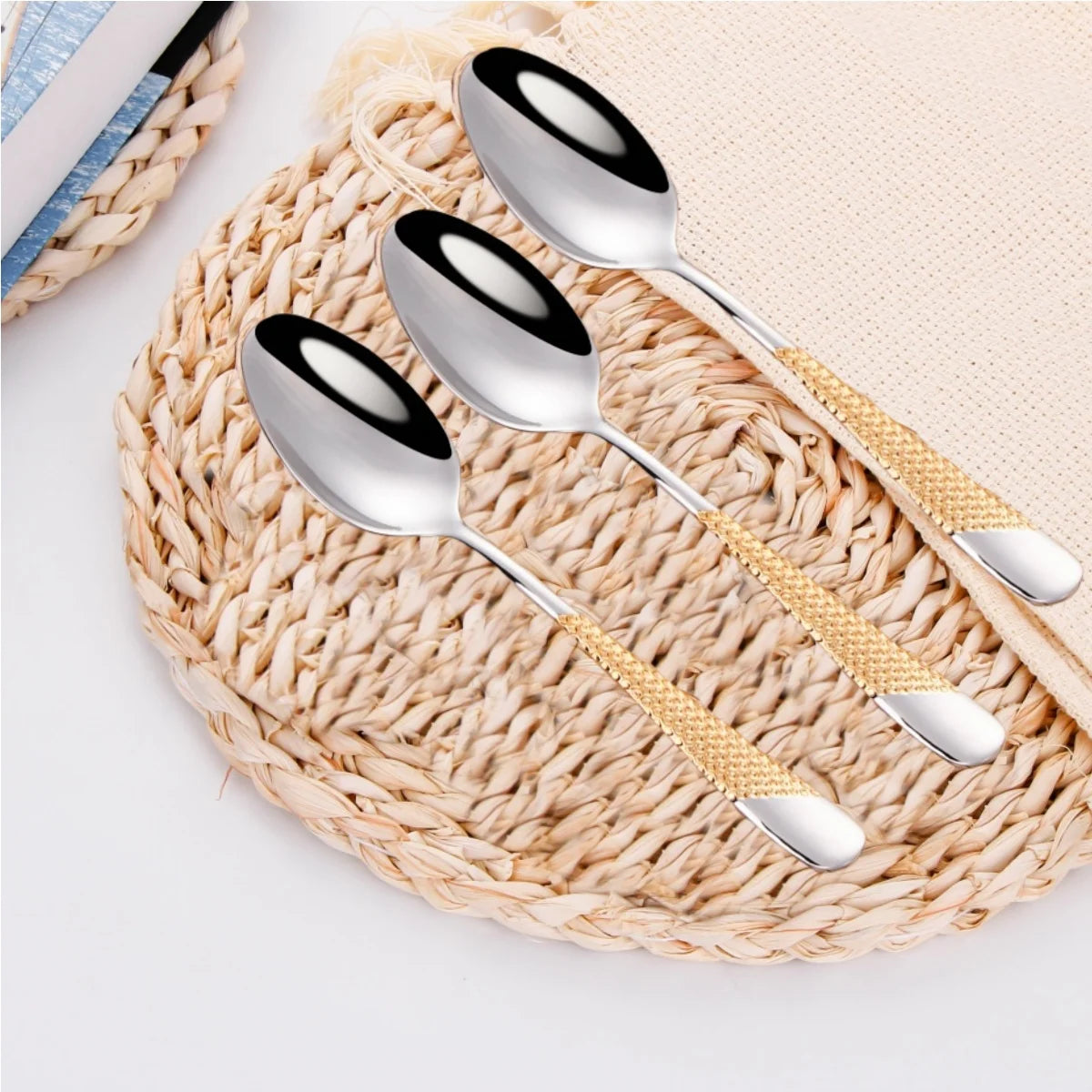 7.95"Luxury Gold Plated Dinner Spoon Set