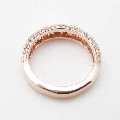 Rose Gold Shiny CZ Aesthetic Flower Pattern Rings