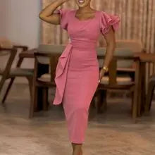 Elegant High Waist African Dress