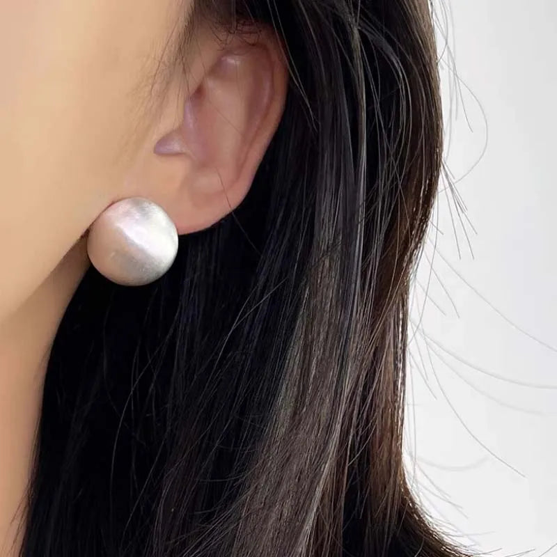 DANA Metal Brushed Frosted Semicircle Stud Earrings