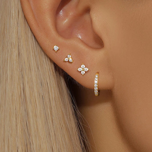 DANA 18K Gold Plated Flower Earrings Set