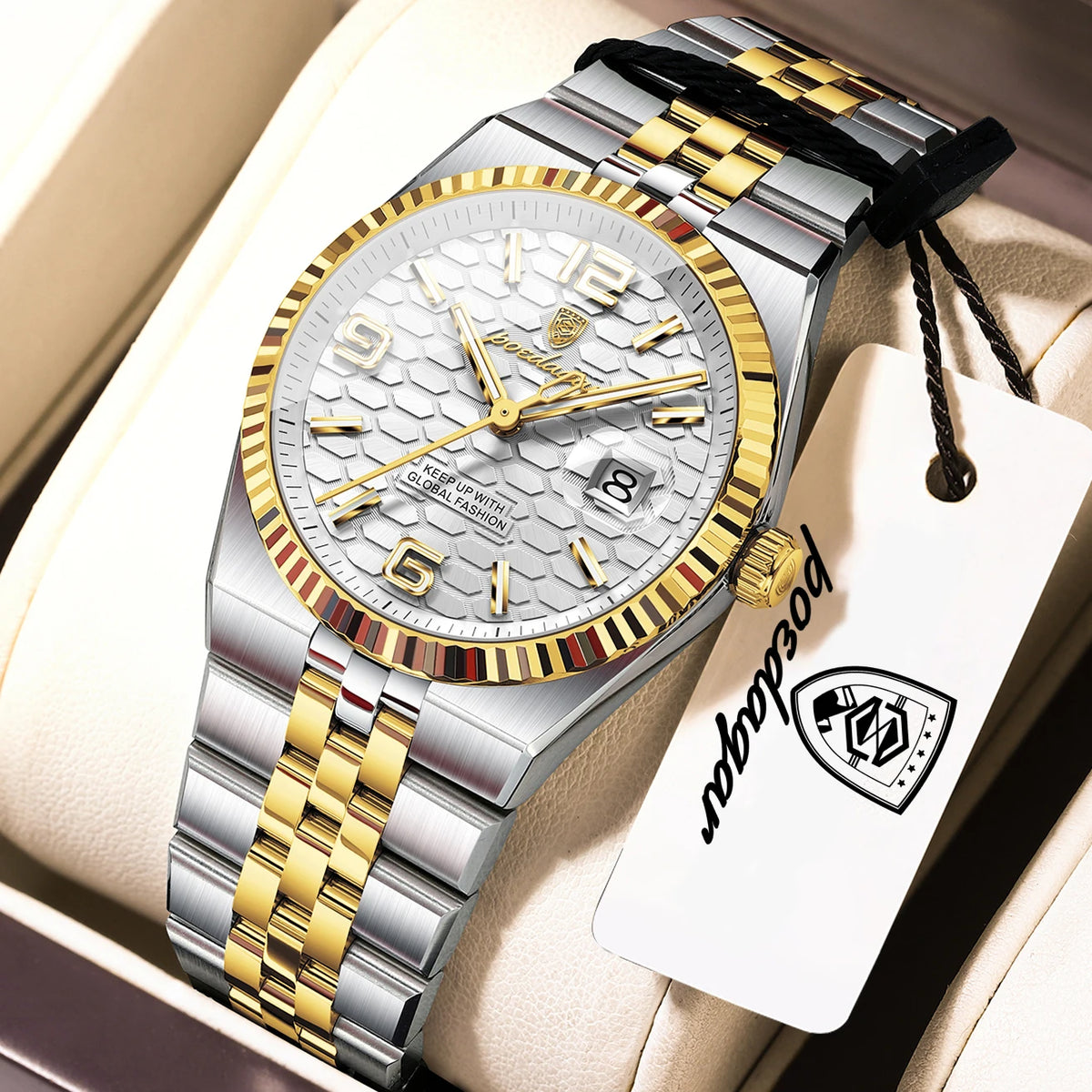 Quartz Stainless Steel Date Elegant Luminous Waterproof Watch
