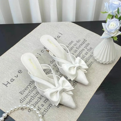 Fairy French Pointed Bow Hollow Slippers