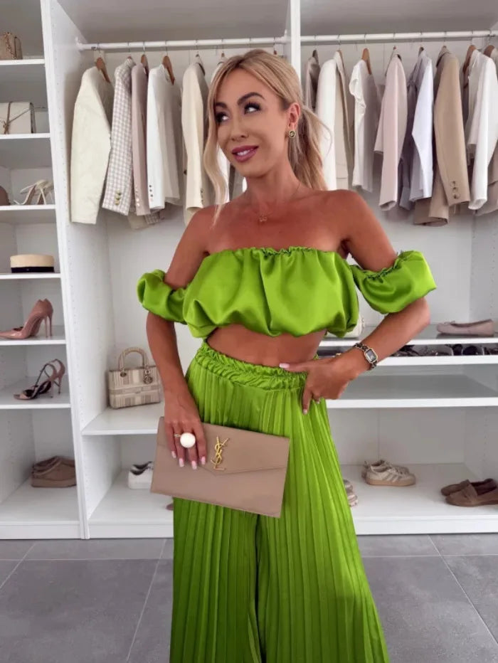 Elegant strapless casual pants Set