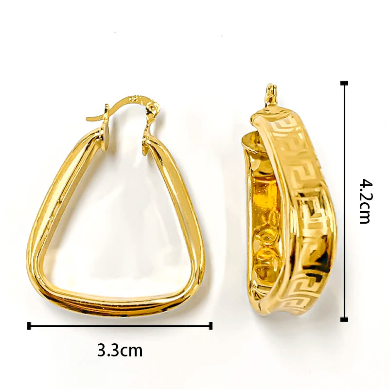 18K Gold Plated Hoop Copper Hook Drop Earrings