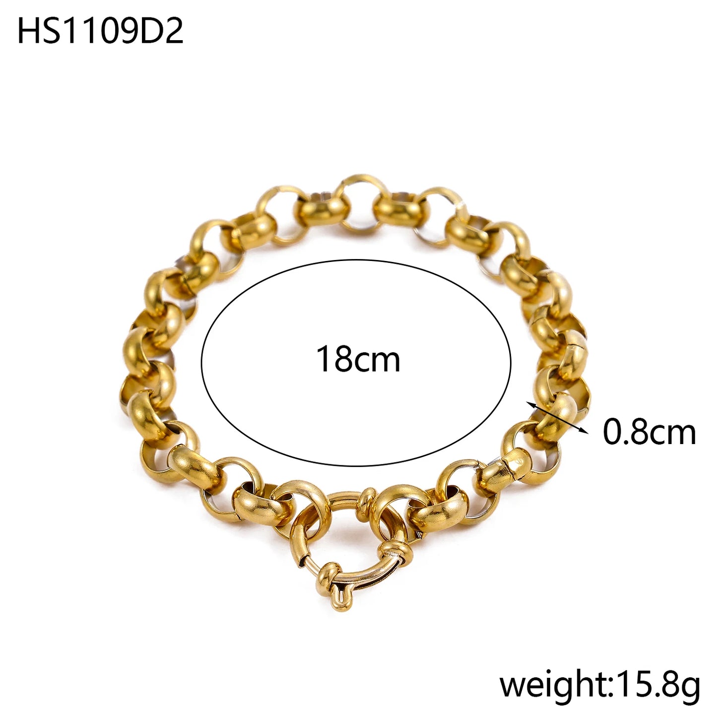 Stainless Steel Thick Simple Chunky Chain Layered Gold Bracelet Set