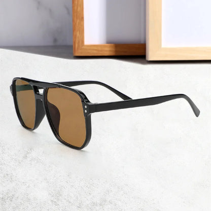 Vintage Square Thick Frame Double Bridges Sunglasses