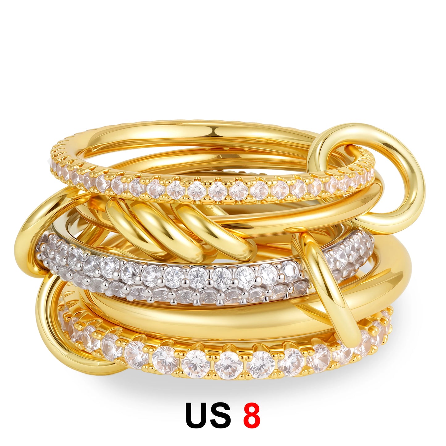 DANA Zirconia Gold Plated Rings Set