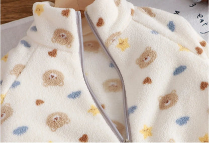 Fleece Homewear Suit 1-8Y Korean Thickened Warm Sets