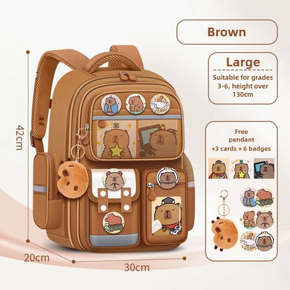 Capybara Children Backpack Waterproof Student Schoolbag Large Capacity