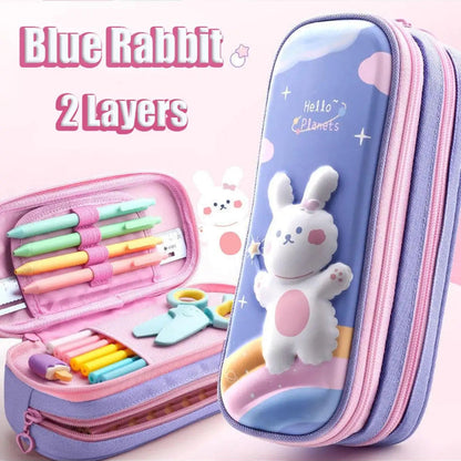 3D Large Capacity Unicorn Pencil Case Kawaii Cute Pen Box Bag