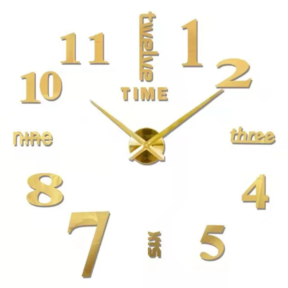 Large Wall 3D DIY Quartz Acrylic Mirror Stickers Clocks