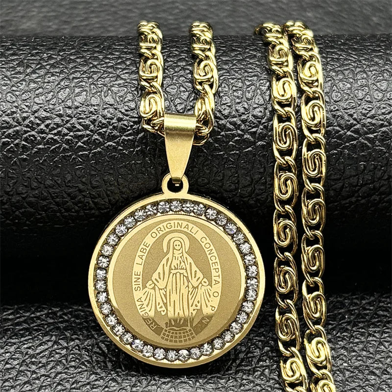 Colorful Crystal Saint Benedict Medal Necklace