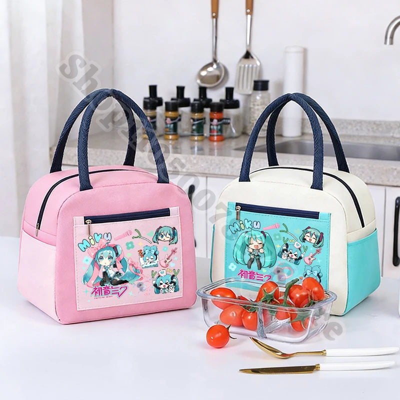 Girl Cartoon Printed Lunch Tote Casual Storage
