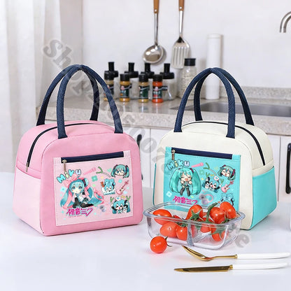 Girl Cartoon Printed Lunch Tote Casual Storage