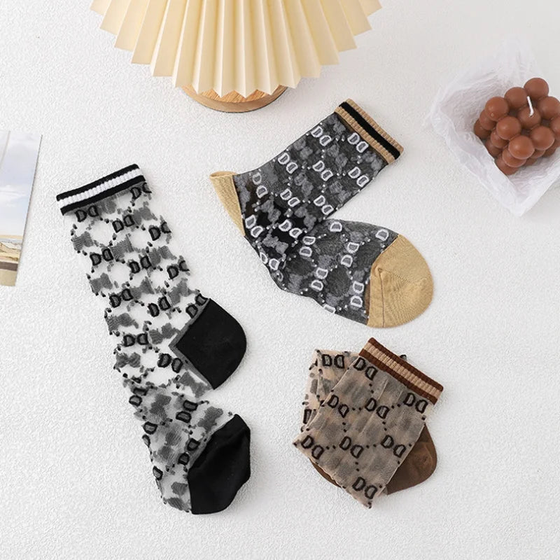 Ultra Thin Lace Funny Mesh Breathable Crystal Socks