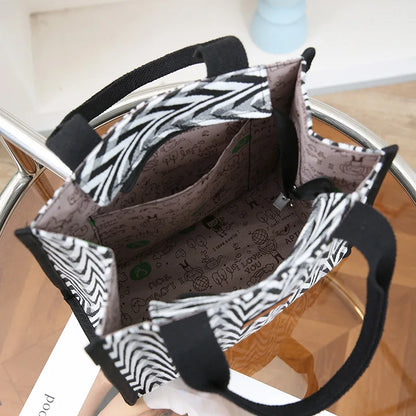 Bolsa de lona con estampado de chevrón