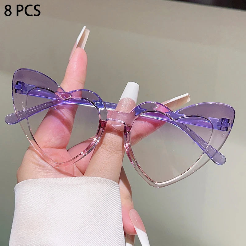 8 Pcs Per Set Cute Heart Shaped Sunglasses