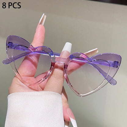 8 Pcs Per Set Cute Heart Shaped Sunglasses