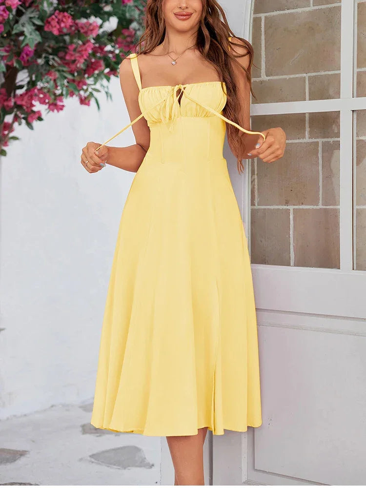 Sweet Solid Sleeveless Long Dress