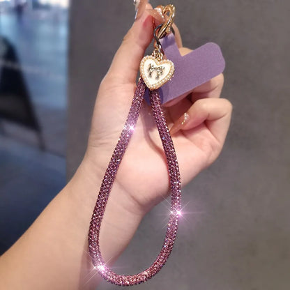 Hanging Cord Glitter Rhinestone Phone Lanyard Handheld Short Wrist Style Diamond