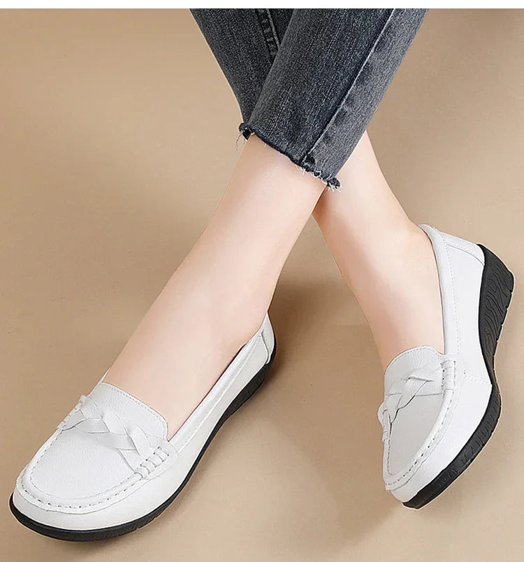 Soft Leather Loafer Flats Slip Shoes
