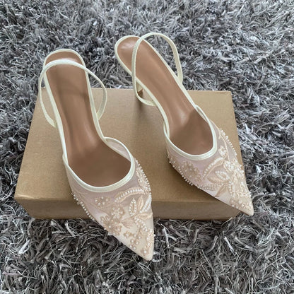 Mesh Slingback High Heels Shoes