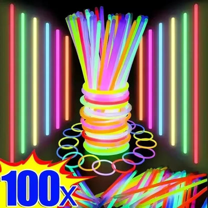 50/100Pcs Fluorescence Multicolor Glowing Stick Wristband