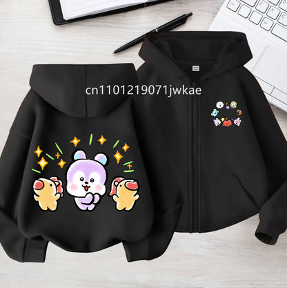 Tee Cute BT21 Mang Inspired Zipper Hoodie 3-12 Year Hoody Coat