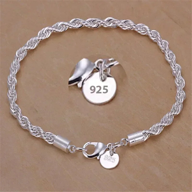 925 Sterling Silver Heart Bracelet Set