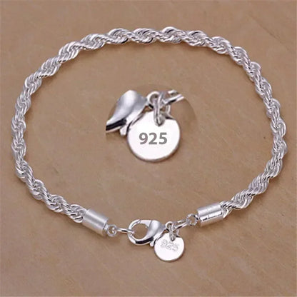 925 Sterling Silver Heart Bracelet Set