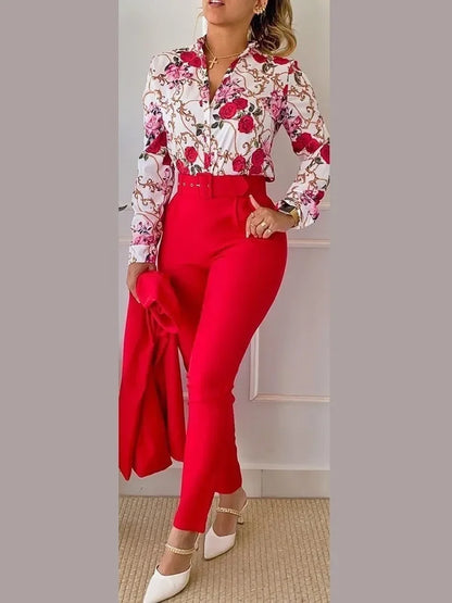 Long Sleeve Shirt Pants Two Piece Sets