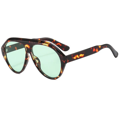 Retro Oversized Pilot Oval Multi Color Lens Sun Glasses