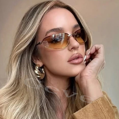 Oval Frameless High Quality Luxury Y2k Rimless Glasses