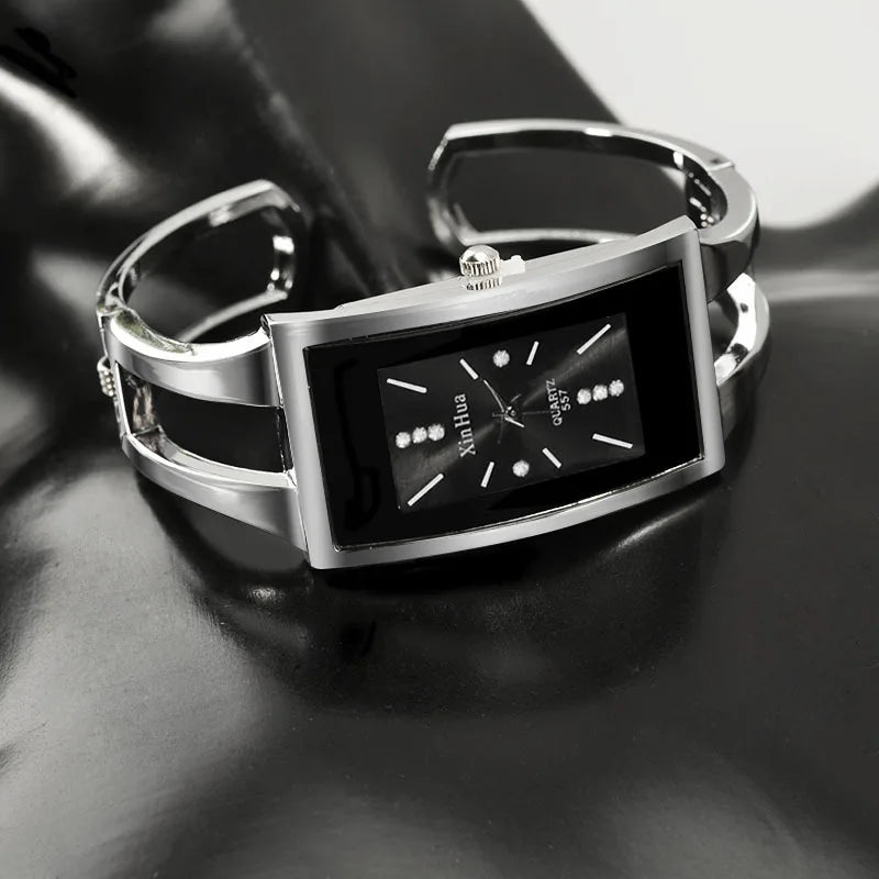 Bracelet Exquisite Quartz Crystal Silver Elegant Stainless Steel Watch