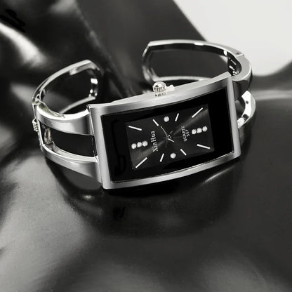 Bracelet Exquisite Quartz Crystal Silver Elegant Stainless Steel Watch