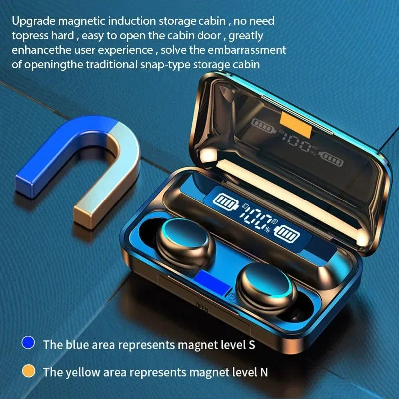 F9 Wireless Earphones LED Dislpaly Binaural TWS Wireless Bluetooth Headset