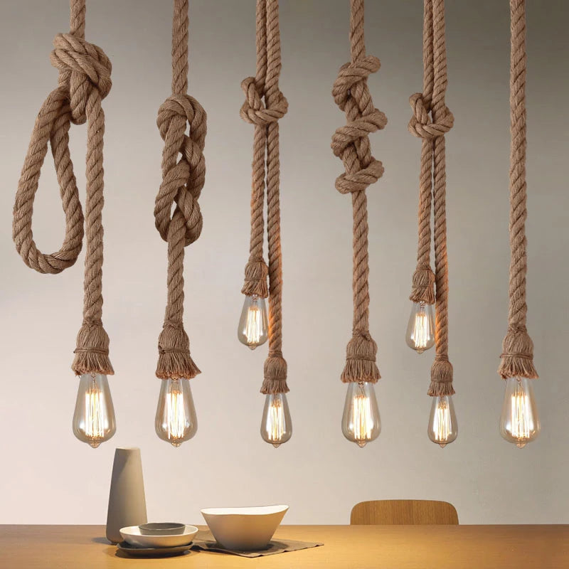 Vintage Hemp Rope Pendant Lights Attic