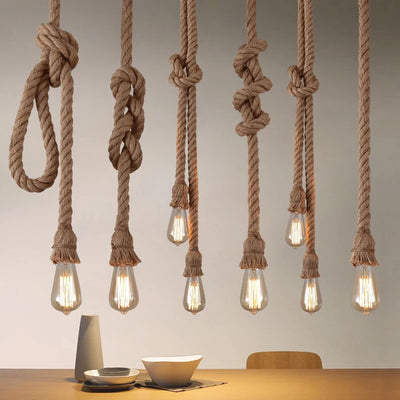 Vintage Hemp Rope Pendant Lights Attic