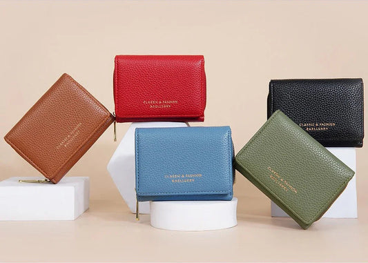 Leather Short Tri-Fold Card Wallet