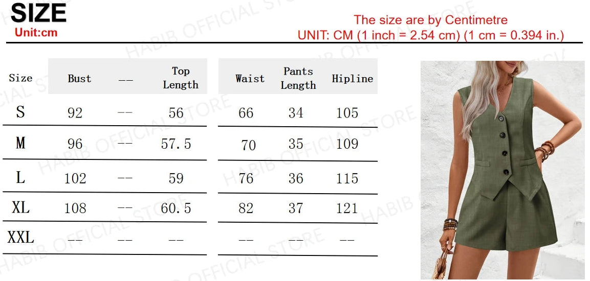 Elegant Sleeveless High Waist Slim Shorts Set