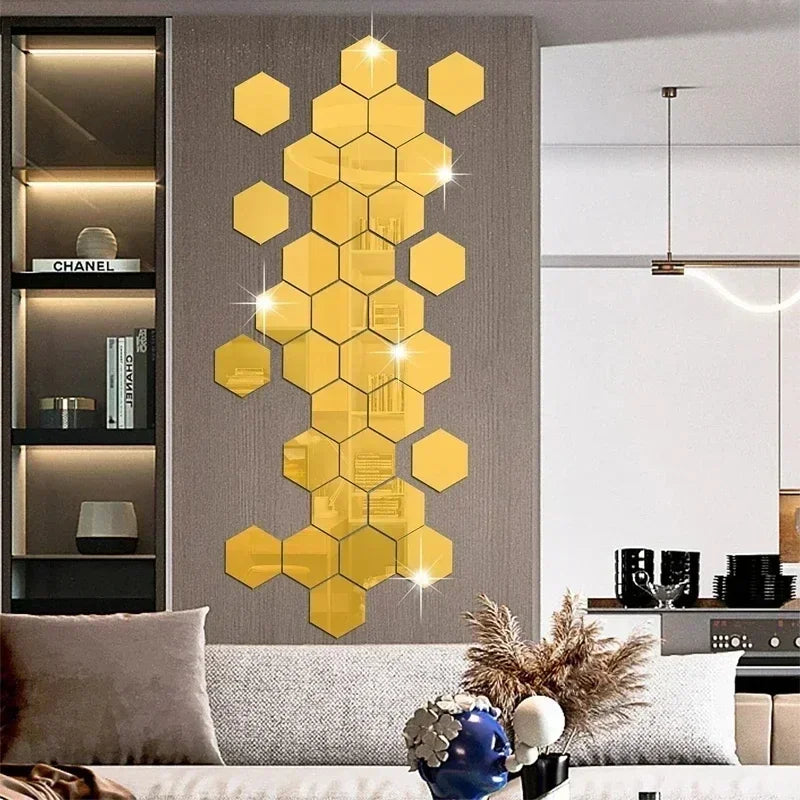 Hexagon Acrylic Mirror Wall Home Decoration Sticker