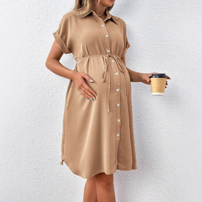 Maternity Striped Short Sleeve Pregnant Casual Dress