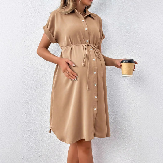 Maternity Striped Short Sleeve Pregnant Casual Dress