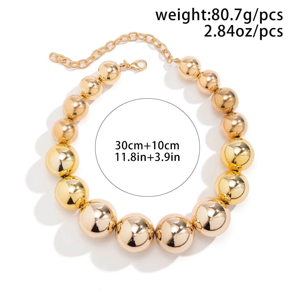Exaggerated Acrylic Big Ball Bead Chain Necklace Jewelry
